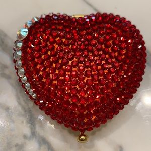 Heart Shaped Compact Mirror with Swarovski Crystals